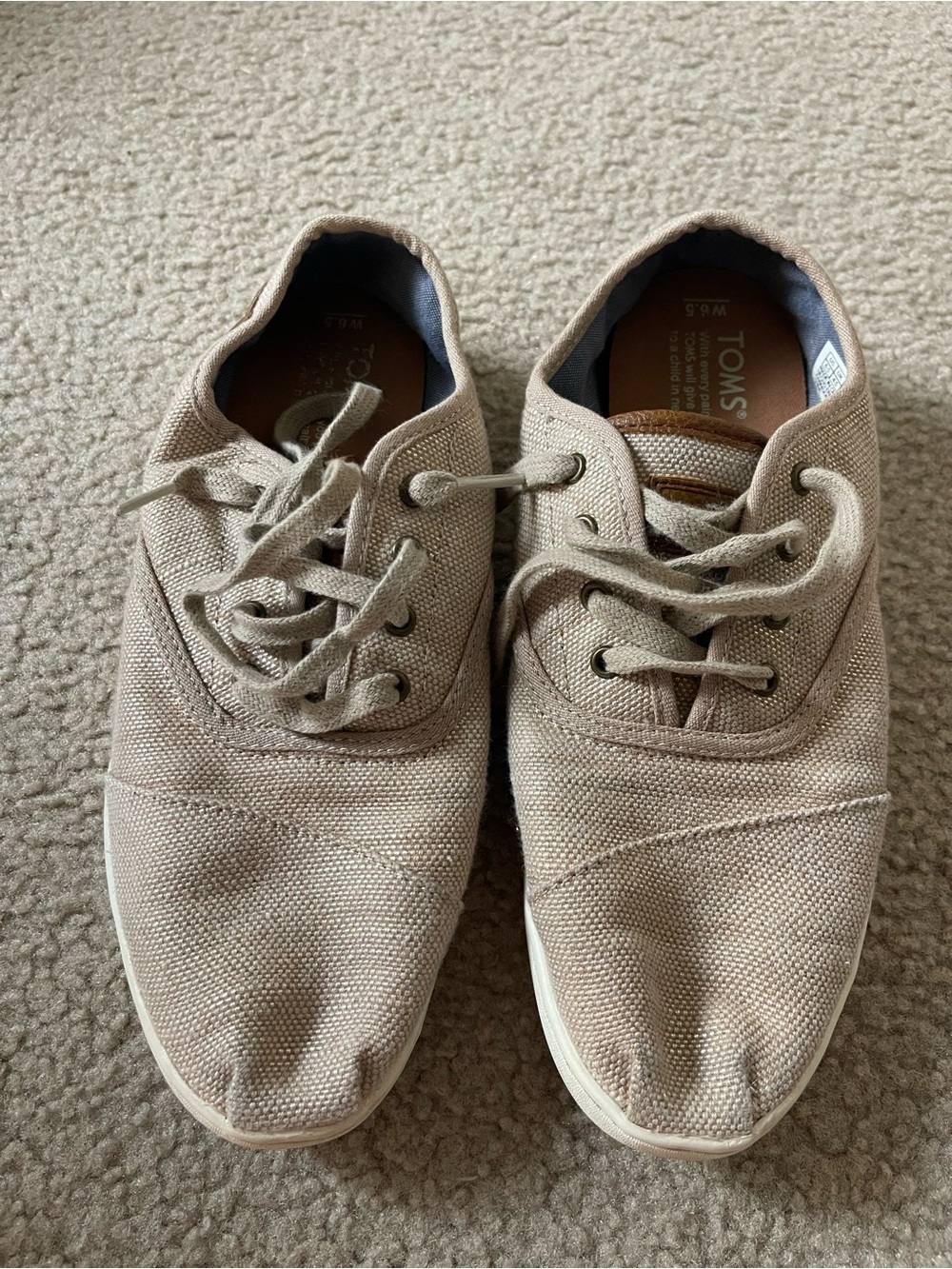 TOMS Canvas Lace-Up Sneakers — Taupe